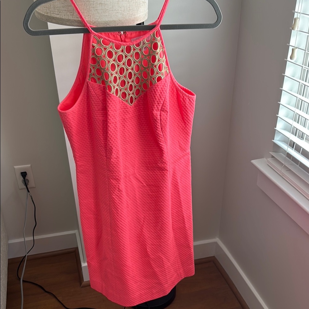 Lilly Pulitzer Vibrant Pink Dress with Gold Accents